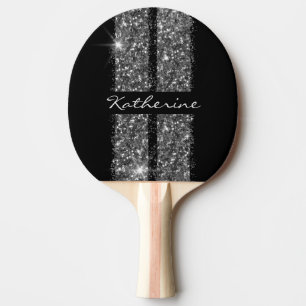 Silver Glitter Sport Racing Stripes Elegant  Ping Pong Paddle