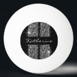 Silver Glitter Sport Racing Stripes Ping Pong Ball<br><div class="desc">Personalised Custom-Designed Table Tennis Ping Bong or Beer Pong Ball with Dark Gunmetal Silver Glitter Sport Racing Stripes and chic calligraphy script signature font name on a black background. Change the font and background colour to your favourites and be the envy of the tournament with this chic and unique custom...</div>