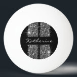 Silver Glitter Sport Racing Stripes Ping Pong Ball<br><div class="desc">Personalised Custom-Designed Table Tennis Ping Bong or Beer Pong Ball with Dark Gunmetal Silver Glitter Sport Racing Stripes and chic calligraphy script signature font name on a black background. Change the font and background colour to your favourites and be the envy of the tournament with this chic and unique custom...</div>