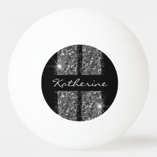 Silver Glitter Sport Racing Stripes Ping Pong Ball