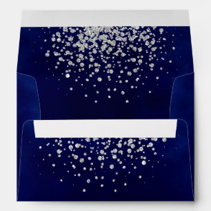 Silver Glitter Sprinkle on Royal Blue Envelope