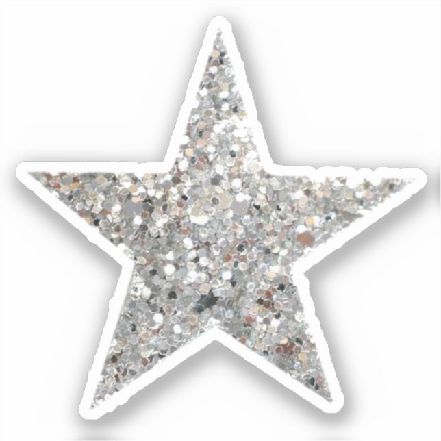 Silver Glitter Star Sticker (Front)