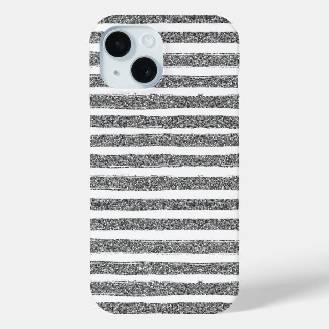 Silver Glitter Stripe Case-Mate iPhone Case (Back)