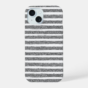 Silver Glitter Stripe iPhone 15 Case