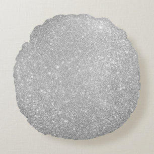 Silver Glitter Style Image Round Cushion