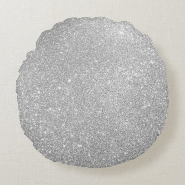 Silver Glitter Style Image Round Cushion (Front)