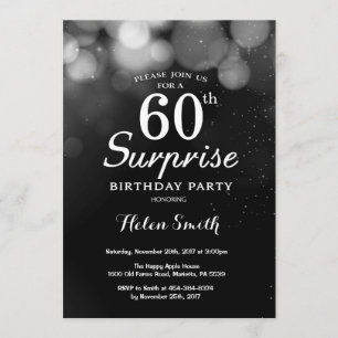 Silver Glitter Surprise 60th Birthday Invitation