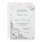 Silver glitter swirls + aqua jewels wedding invite