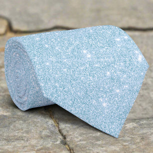 Silver Glitter Texture Blue Sparkling Shiny Tie