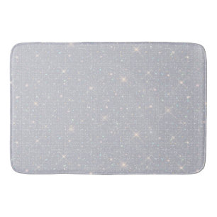 Silver Glitter Texture White Sparkling Diamond Bath Mat