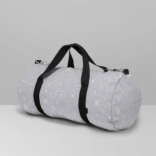 Silver Glitter Texture White Sparkling Diamond Duffle Bag