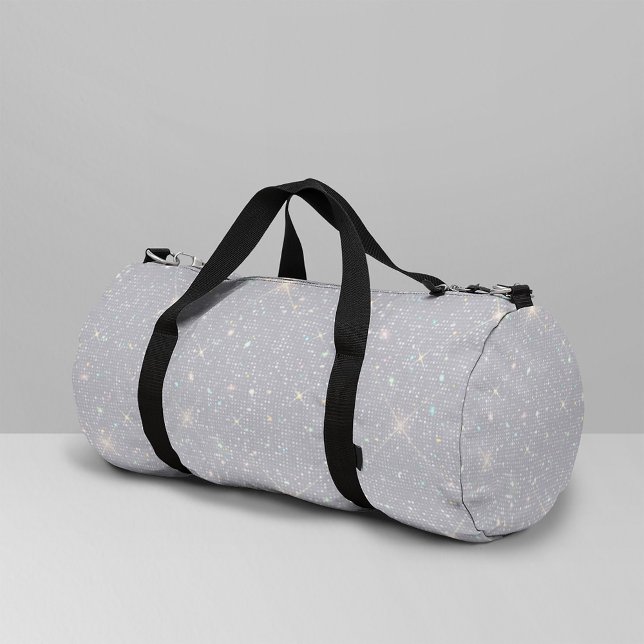 Silver Glitter Texture White Sparkling Diamond Duffle Bag (Creator Uploaded)