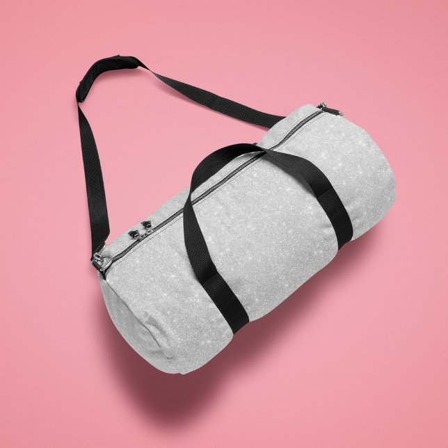 Silver Glitter Texture White Sparkling Shiny Duffle Bag (Creator Uploaded)
