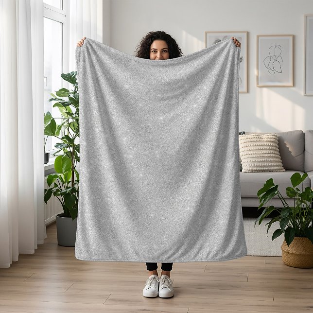 Silver Glitter Texture White Sparkling Shiny Fleece Blanket (Creator Uploaded)