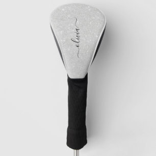 Silver Glitter Texture White Sparkling Shiny Golf Head Cover