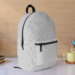 Silver Glitter Texture White Sparkling Shiny Printed Backpack