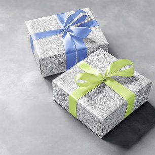 Silver Glitter Texture White Sparkling Shiny Wrapping Paper