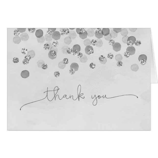 Silver Glitter Thank You Card (Front Horizontal)