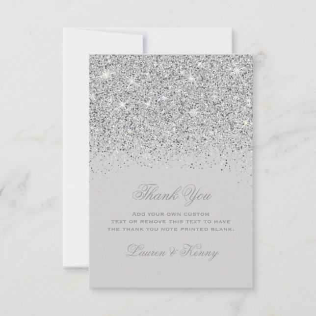 Silver Glitter Thank You Cards (Front)