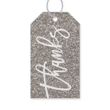 Silver Glitter Thanks gift tag shower favour