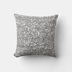 Silver Glitter Throw Pillow