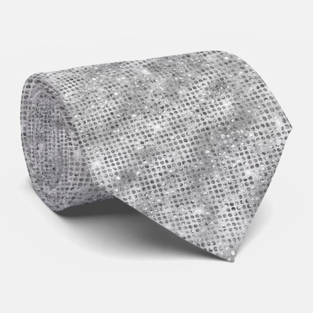 Silver Glitter Tie (Rolled)