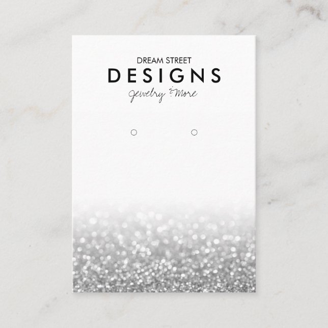 Silver Glitter Trendy Earring Display Card (Front)