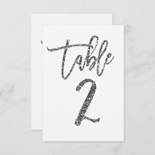 Silver Glitter Trendy Modern Script Table Number 2