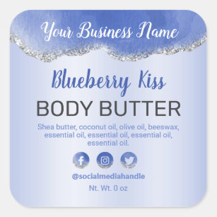 Silver Glitter Trim Blue Agate Product Labels
