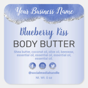 Silver Glitter Trim Blue Agate Product Labels