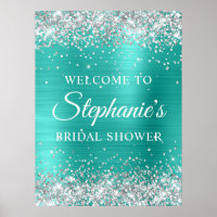 Silver Glitter Turqouise Foil Bridal Shower