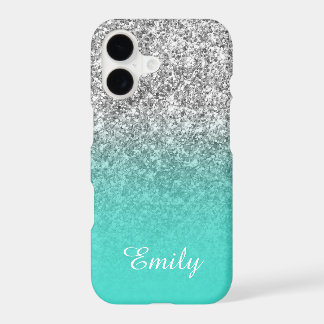 Silver Glitter Turquoise Ombre Personalised