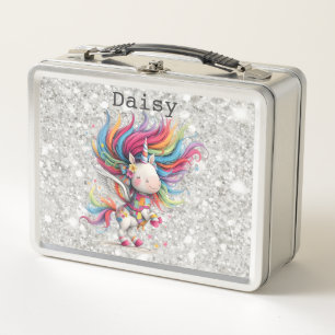 Silver Glitter Unicorn Child's Lunch Box