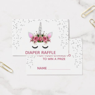 Silver Glitter Unicorn Princess Diaper Raffle