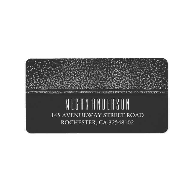 Silver Glitter Vintage Glamour Wedding Label (Front)