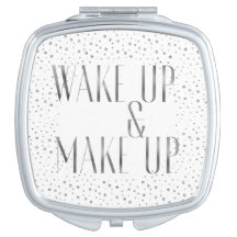 Silver Glitter Wake Up and Make Up compact mirror