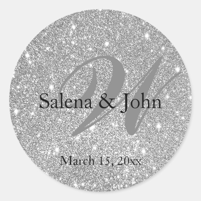 Silver Glitter Wedding Envelope Seal (Front)
