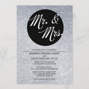 Silver Glitter Wedding Invitation