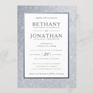 Silver Glitter Wedding Invitation