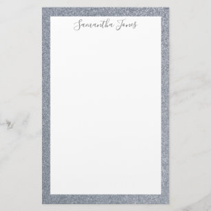 Silver Glitter Wedding Party Personalized Stationery