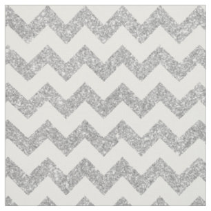 Silver Glitter Zigzag Stripes Chevron Pattern Fabric