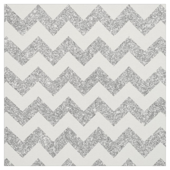 Silver Glitter Zigzag Stripes Chevron Pattern Fabric (Swatch)