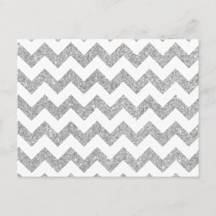 Silver Glitter Zigzag Stripes Chevron Pattern Postcard