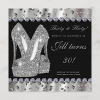 Silver glittery high heels shoes party invitation