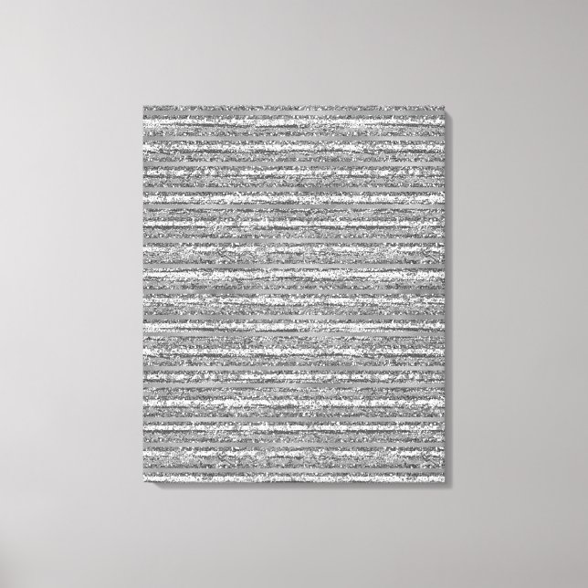 Silver Glittery Stripes Canvas Print (Front)