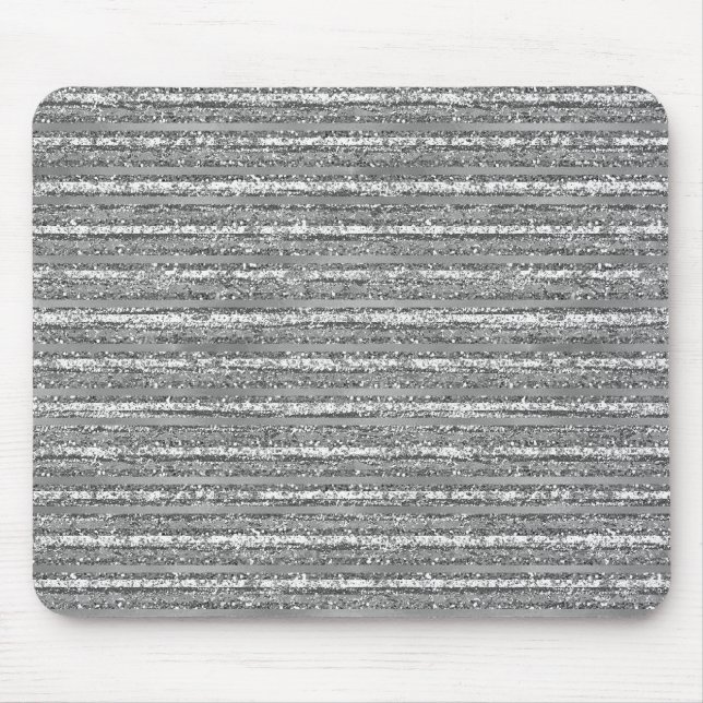 Silver Glittery Stripes Mouse Mat (Front)