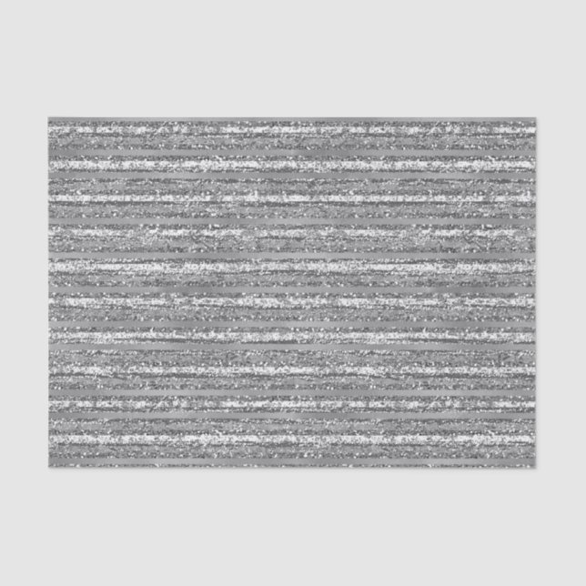 Silver Glittery Stripes Tissue Paper (Front)