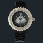 *~* Silver Glittler Wedding Dress Wedding Gown Watch<br><div class="desc">* This lovely popular Women's Crystal Rhinestone Black Enamel Watch has amazingly beautiful artsy gorgeous white and silver sparkling glitter elegant white wedding gown or wedding dress on a black background. This women's watch has a glitter white wedding dress design is absolutely feminine girly chic and elegant for a fashion...</div>