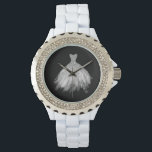 *~* Silver Glittler Wedding Gown Wedding Dress Watch<br><div class="desc">* This lovely popular Women's Crystal Rhinestone White Enamel Watch has amazingly beautiful artsy gorgeous white and silver sparkling glitter elegant white wedding gown or wedding dress on a black background. This glitter white wedding dress design is absolutely feminine girly chic and elegant for a fashion or wedding product. Just...</div>