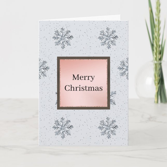 Silver Glitz Snowflakes Christmas Card (Front)